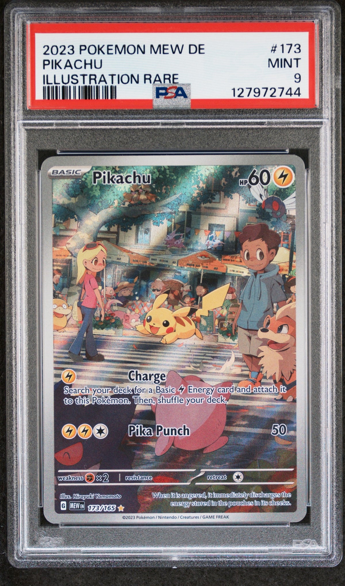 Pokemon PSA 9 Pikachu 173/165 Illustration Rare ( Mislabeled as German)