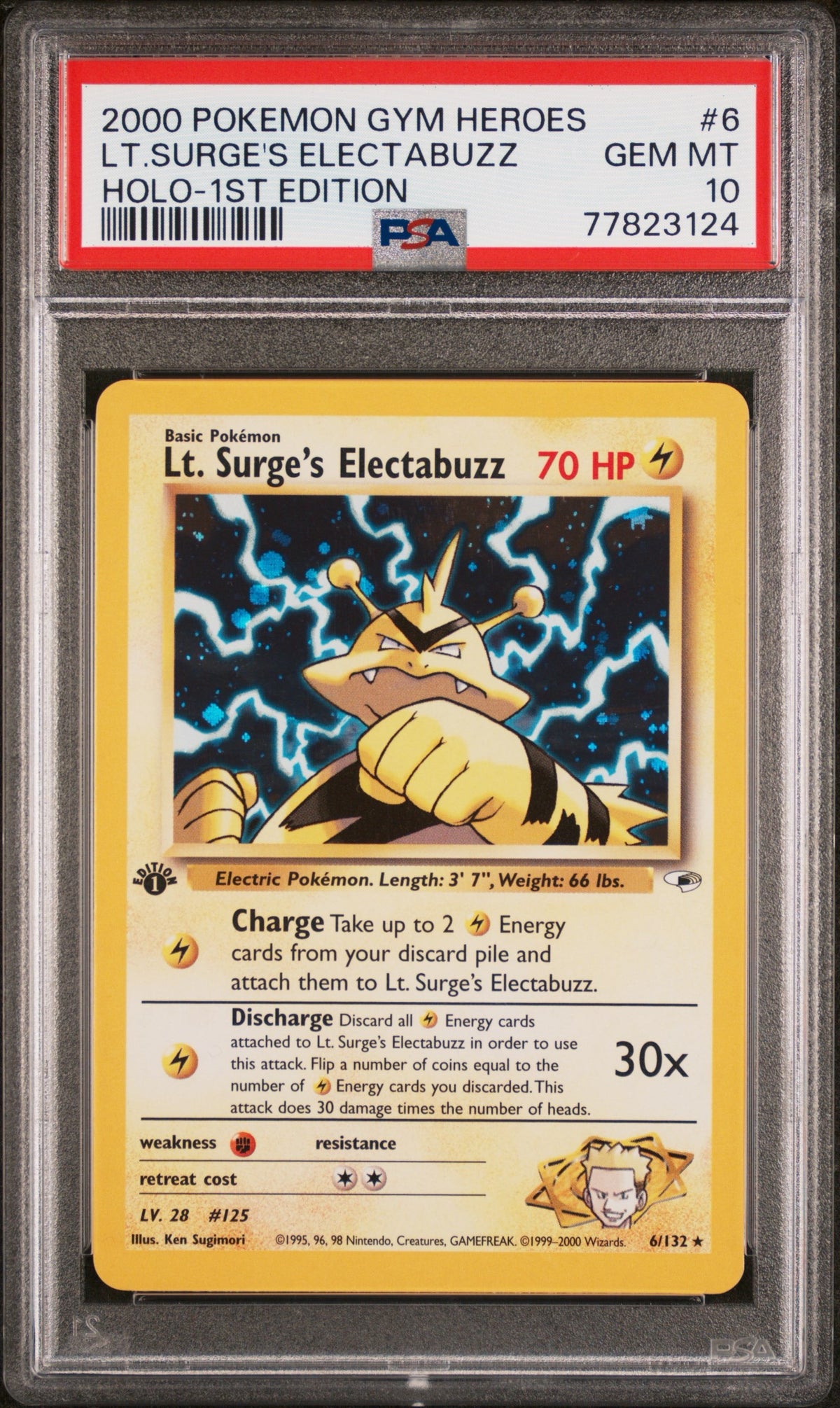 Pokemon- LT Surge’s Electabuzz Holo 6/132 - PSA 10 - 1st Edition