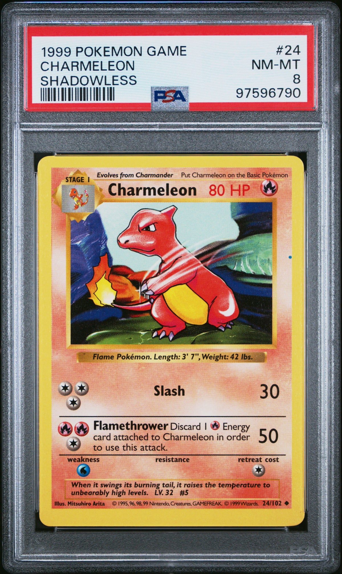 Pokémon - PSA 8 Charmeleon 24/102 Shadowless Base Set