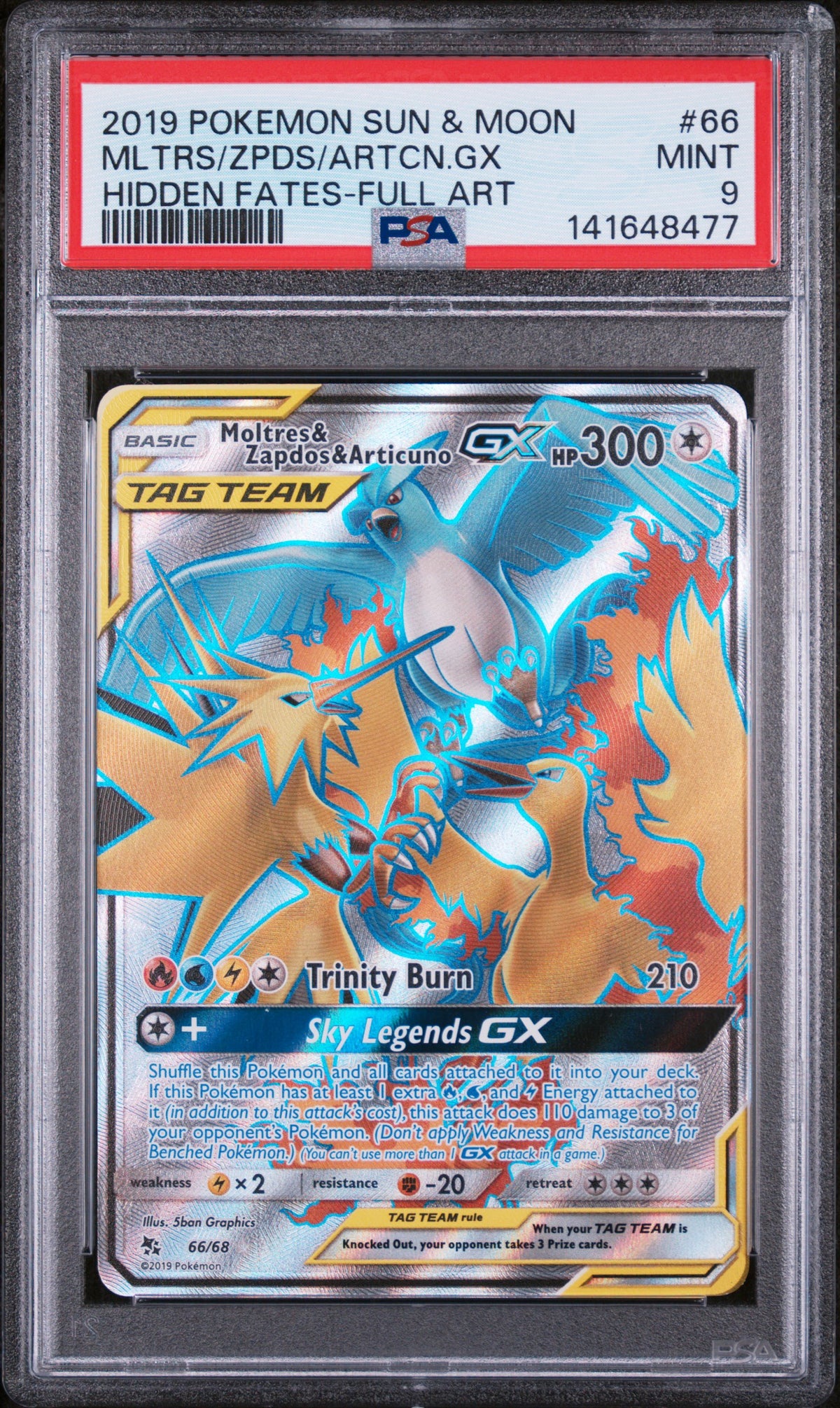 Pokémon - PSA 9 Moltres & Zapdos & Articuno GX 66/68 Hidden Fates