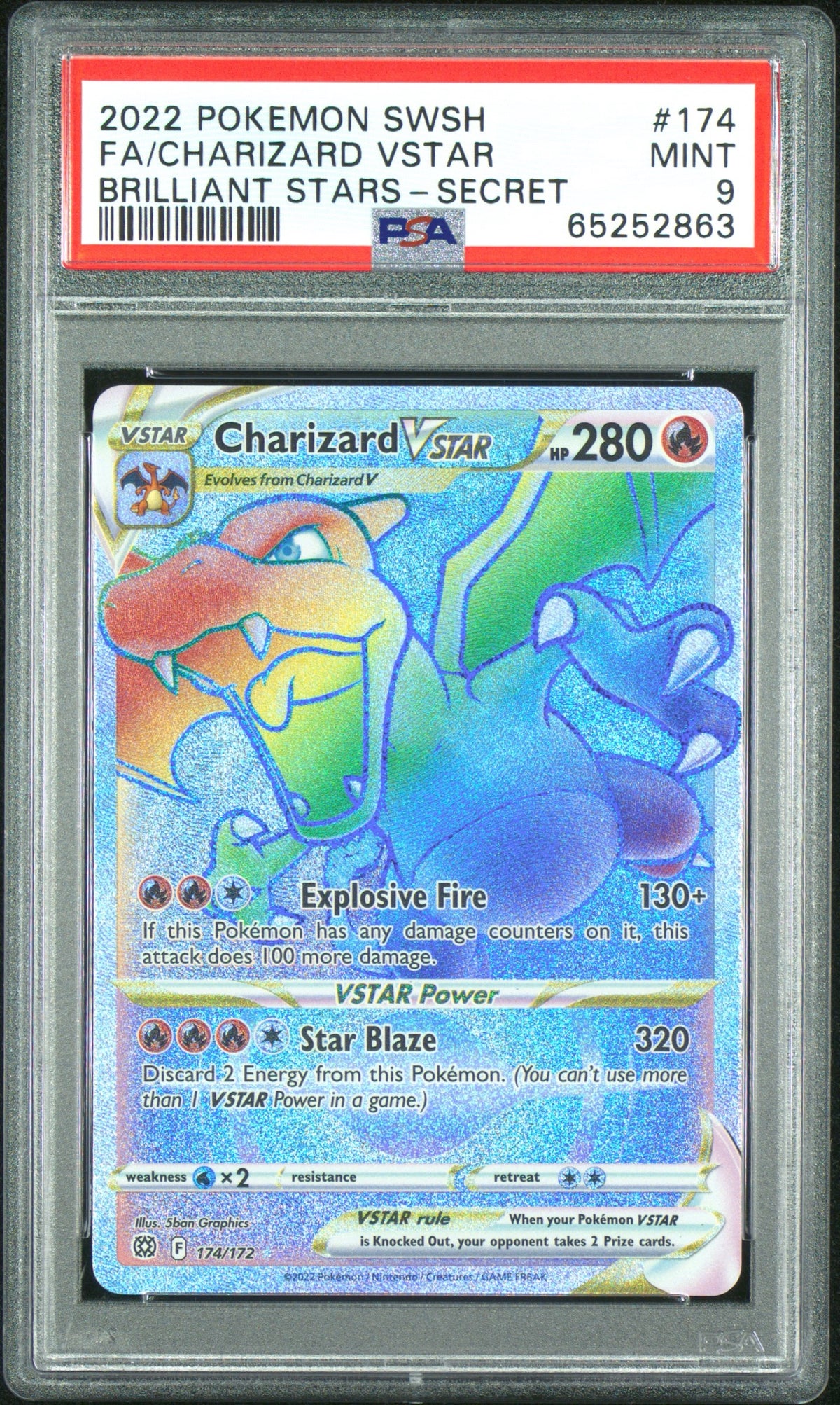 Pokemon - PSA 10 Charizard Vstar 174/172 Brilliant Stars