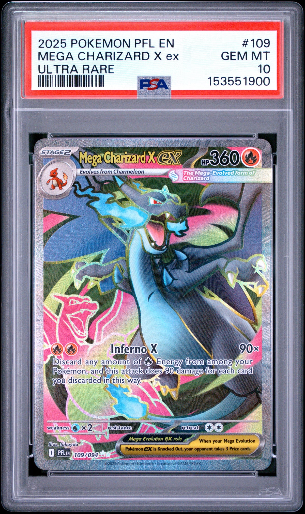 Pokémon - PSA 10 Charizard X Ex 109/094 Phantasmal Flames
