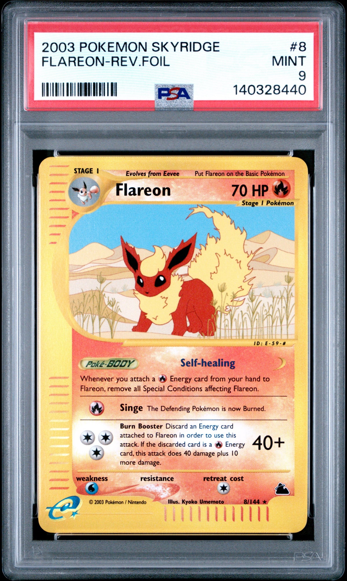 Pokémon - PSA 9 Flareon 8/144 Rev Holo Skyridge