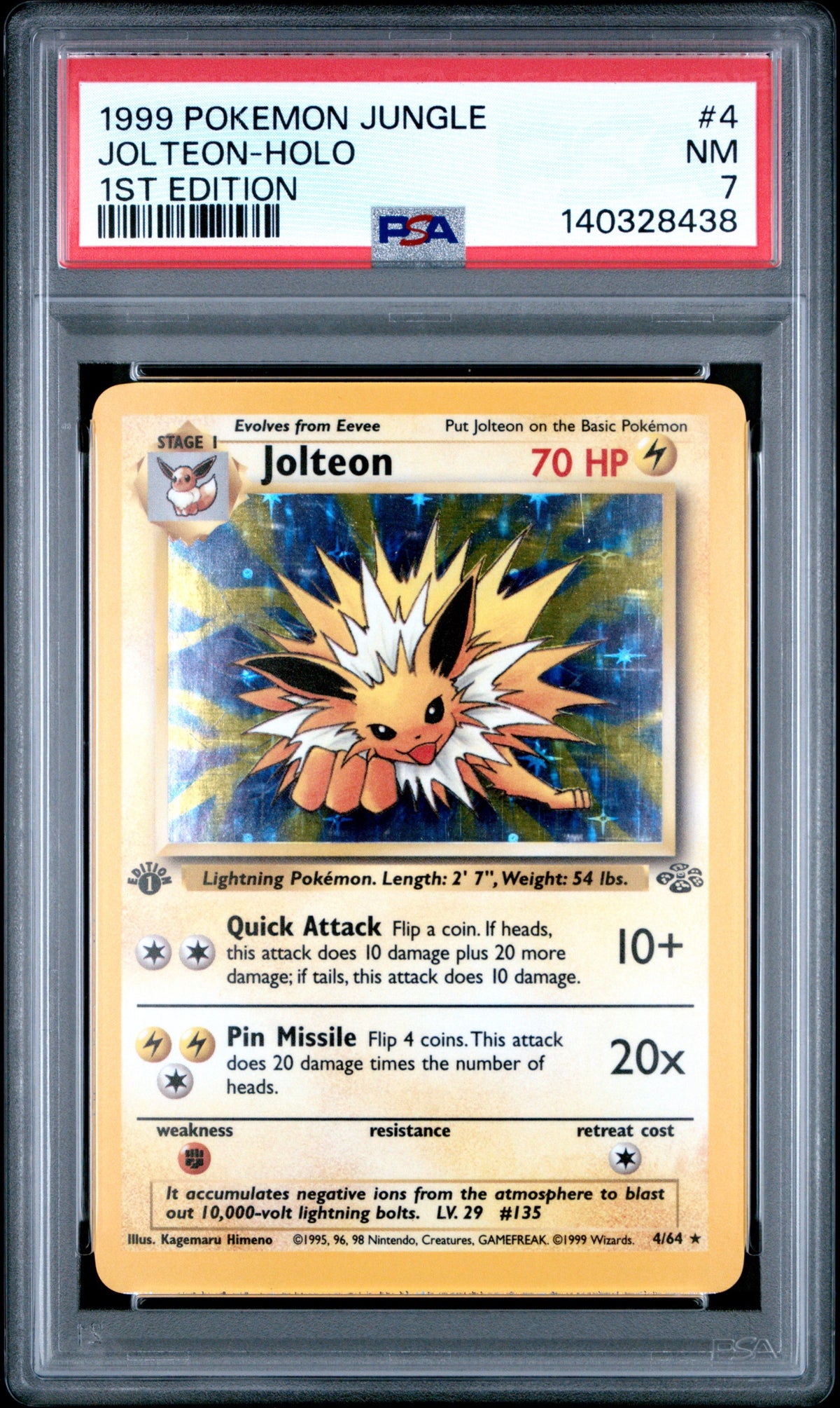 Pokémon - PSA 7 Jolteon Holo 4/64 1ST Edition Jungle