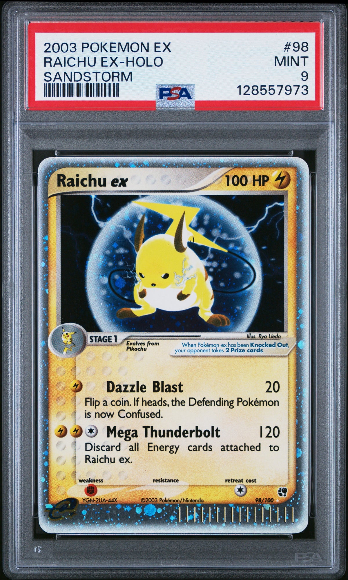 Pokémon - PSA 9 Raichu Ex 98/100 Holo Ex Sandstorm