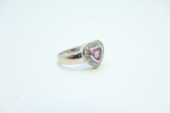 18ct White Gold Diamond And Pink Sapphire Ring Set 0.51 TDW Size P