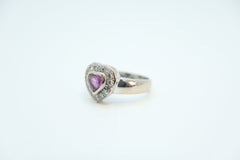 18ct White Gold Diamond And Pink Sapphire Ring Set 0.51 TDW Size P