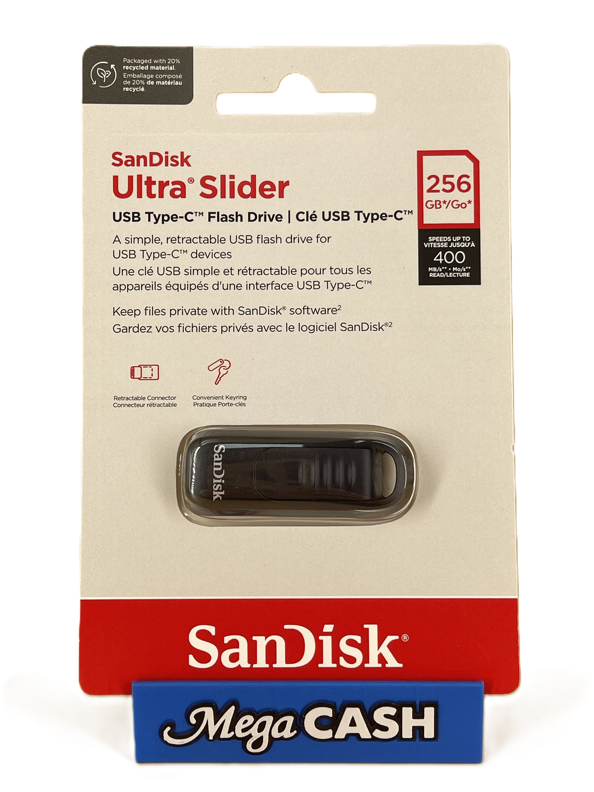 SANDISK ULTRA SLIDER USB TYPE C FLASH DRIVE 256GB SDCZ480-256G-G46