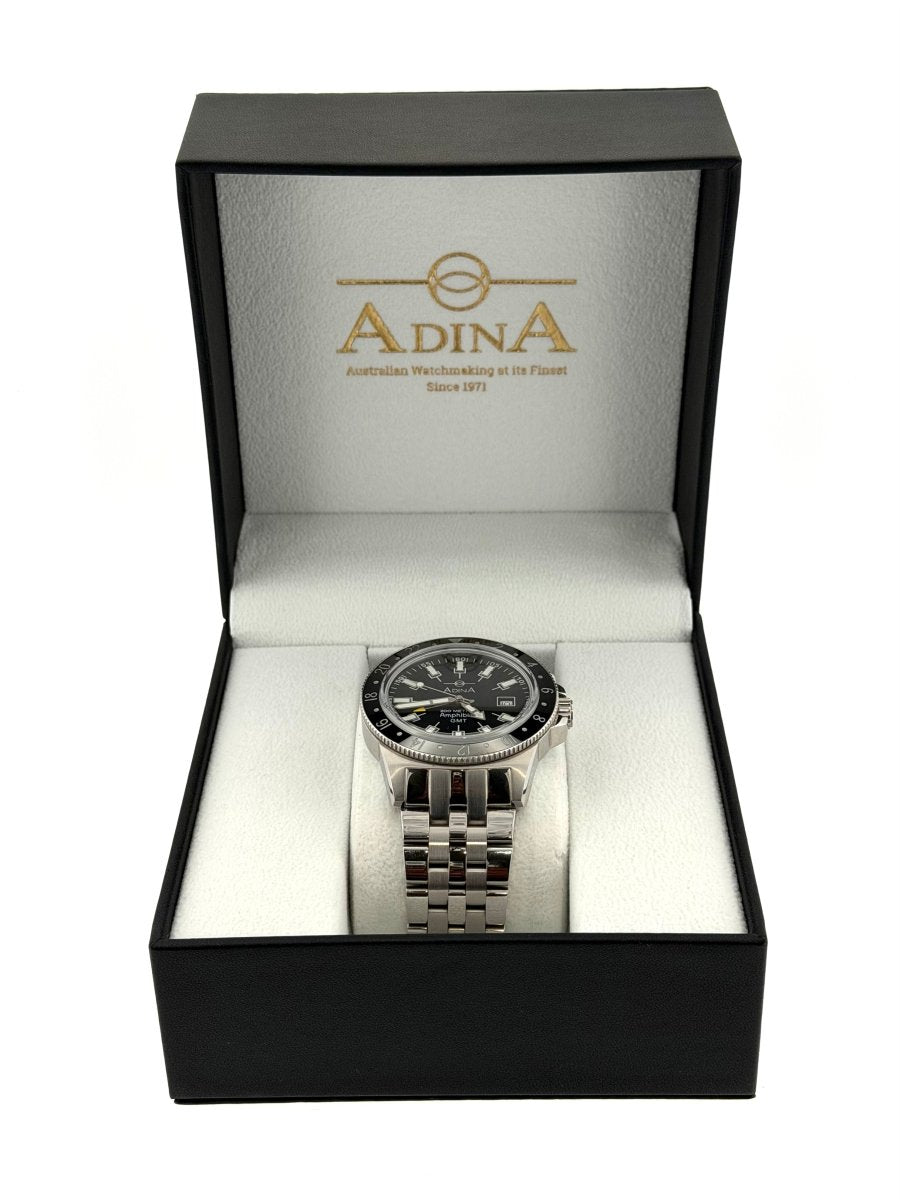 Adina Amphibia GMT Metal Watch with Black Dial - Mega Cash Sydney