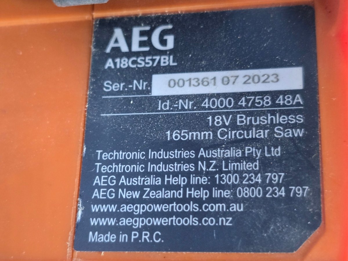 AEG - 18V Fusion 165mm Circular Saw - Tool Only - A18CS57BL - Mega Cash Sydney