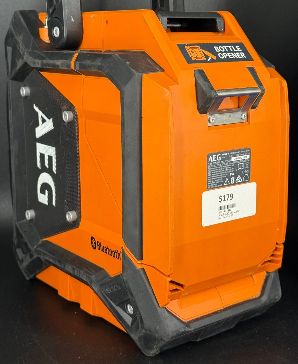 AEG 2021 BRFMB18 18V Bluetooth Jobsite Radio - Skin Only - Mega Cash Sydney