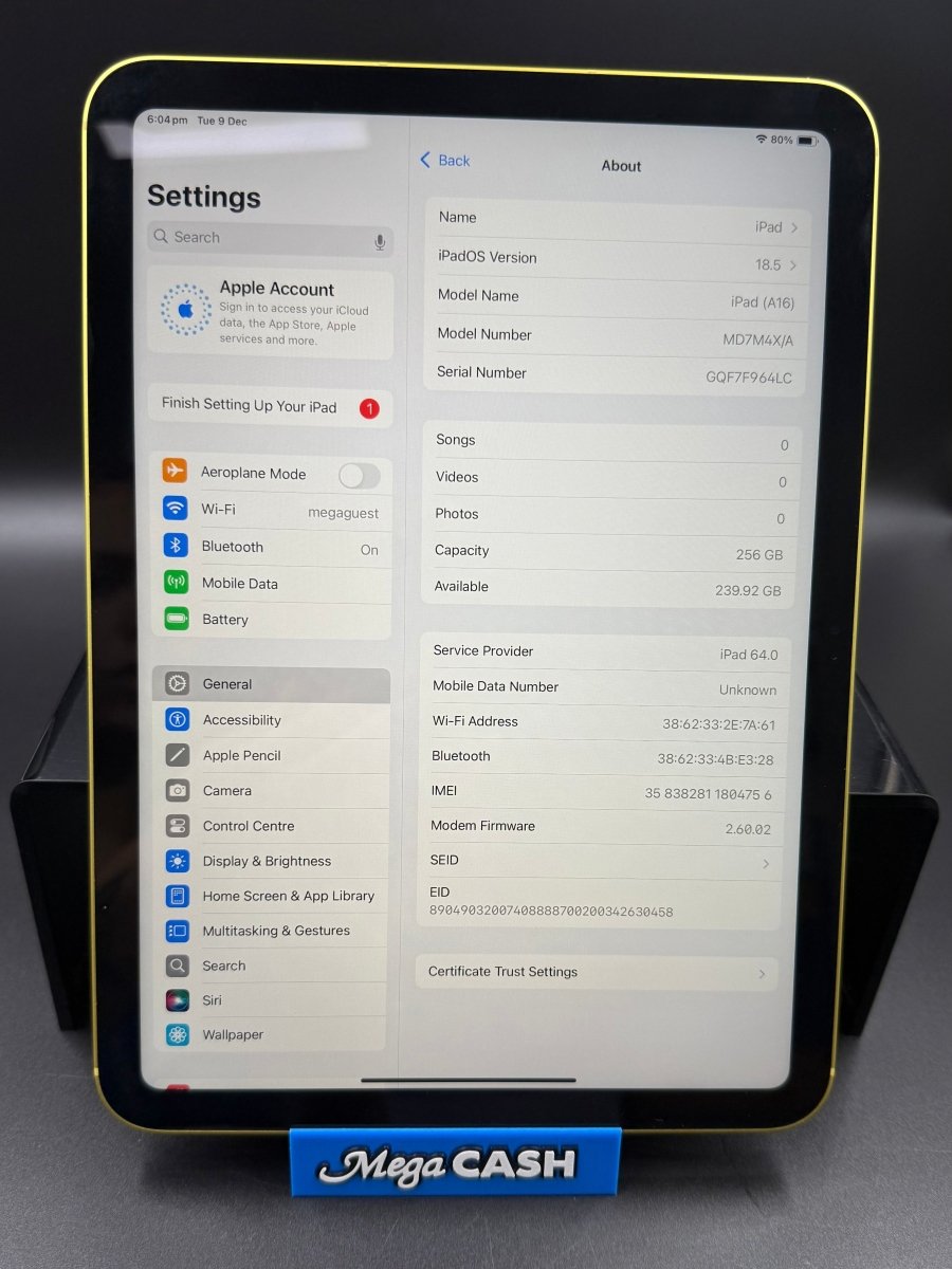 Apple iPad A16 - 256GB - WIFI + Cellular - MD7M4X/A - Mega Cash Sydney