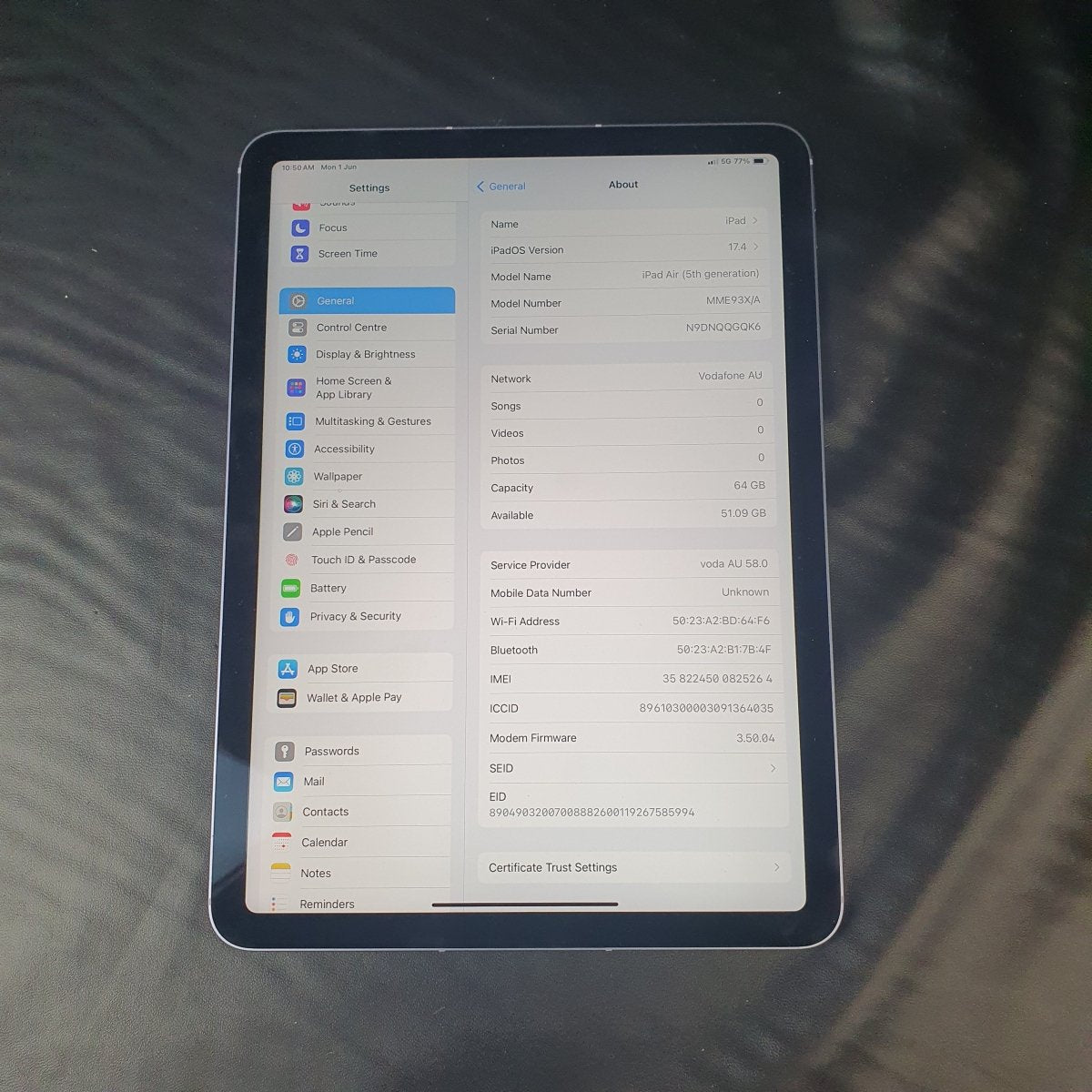 Apple IPAD Air 5th Generation 64GB - Cell + Wifi - A2589 | MME93X/A - Mega Cash Sydney