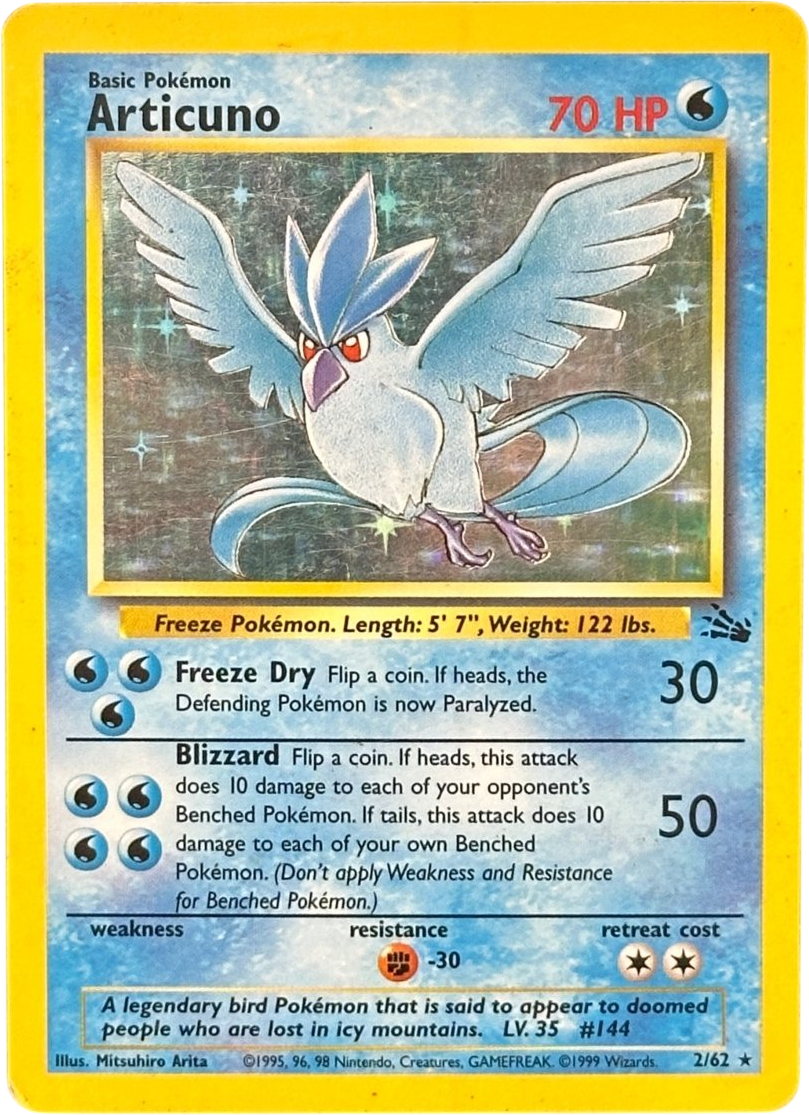 Articuno Holo - Fossil - 2/62 - Mega Cash Sydney