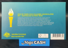 AUSTRALIA 2024 3 x $2 COLOURED COIN - AUSTRALIAN OLYMPIC TEAM - Mega Cash Sydney