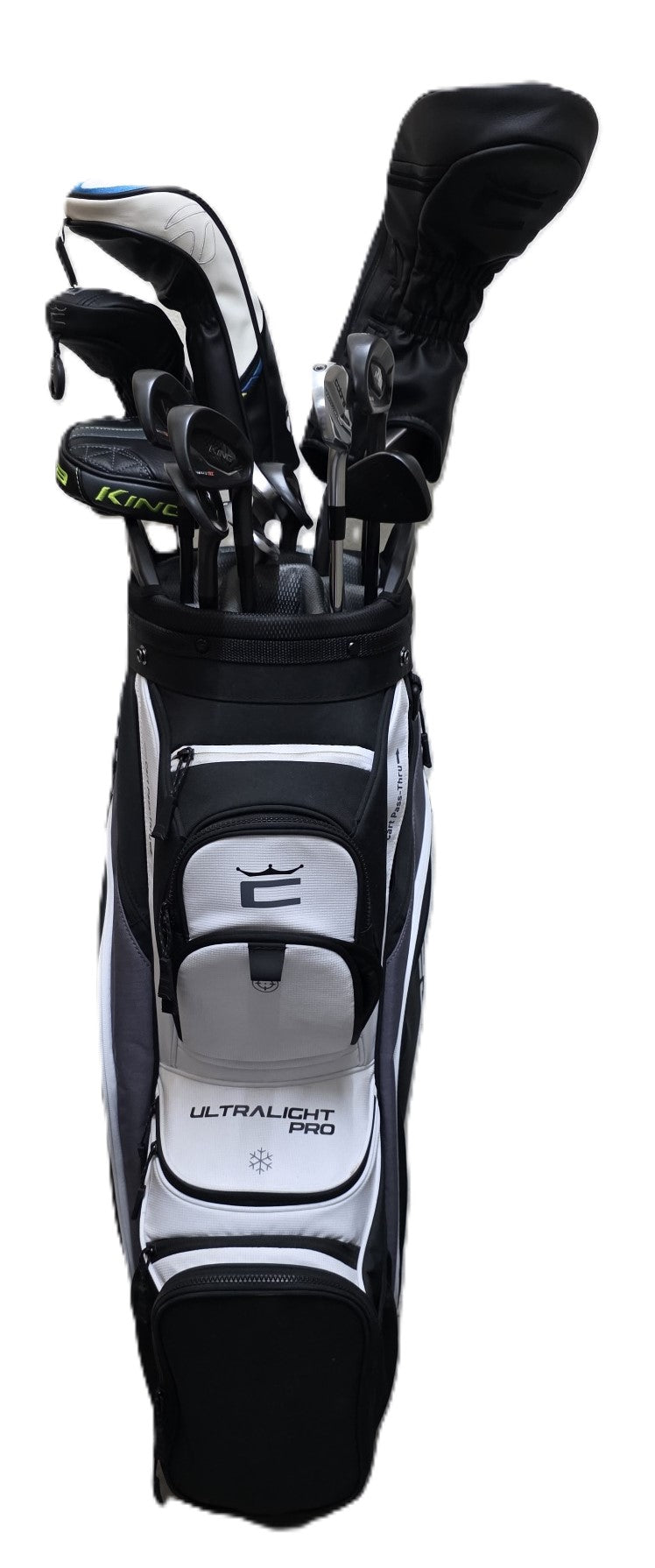 Golf Clubs (Right Handed) and Bag - 9 x Irons, 1 x Hybrid, 1 x Driver, 1 x Fairway Wood & Putter
