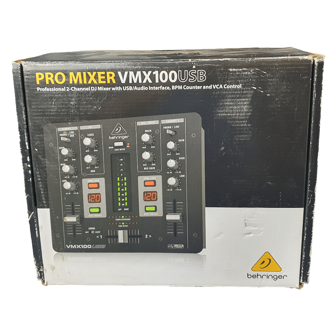 BEHRINGER - PRO MIXER VMX100USB - Professional 2 - Channel DJ Mixer with USB/Audio Interface, BPM Counter and VCA Control - Mega Cash Sydney