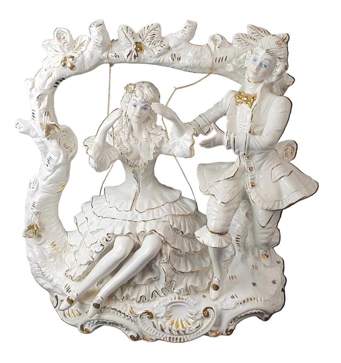 Capodimonte Porcelain - Lovers Couple on Swing - 20'x19'x12' - Mega Cash Sydney
