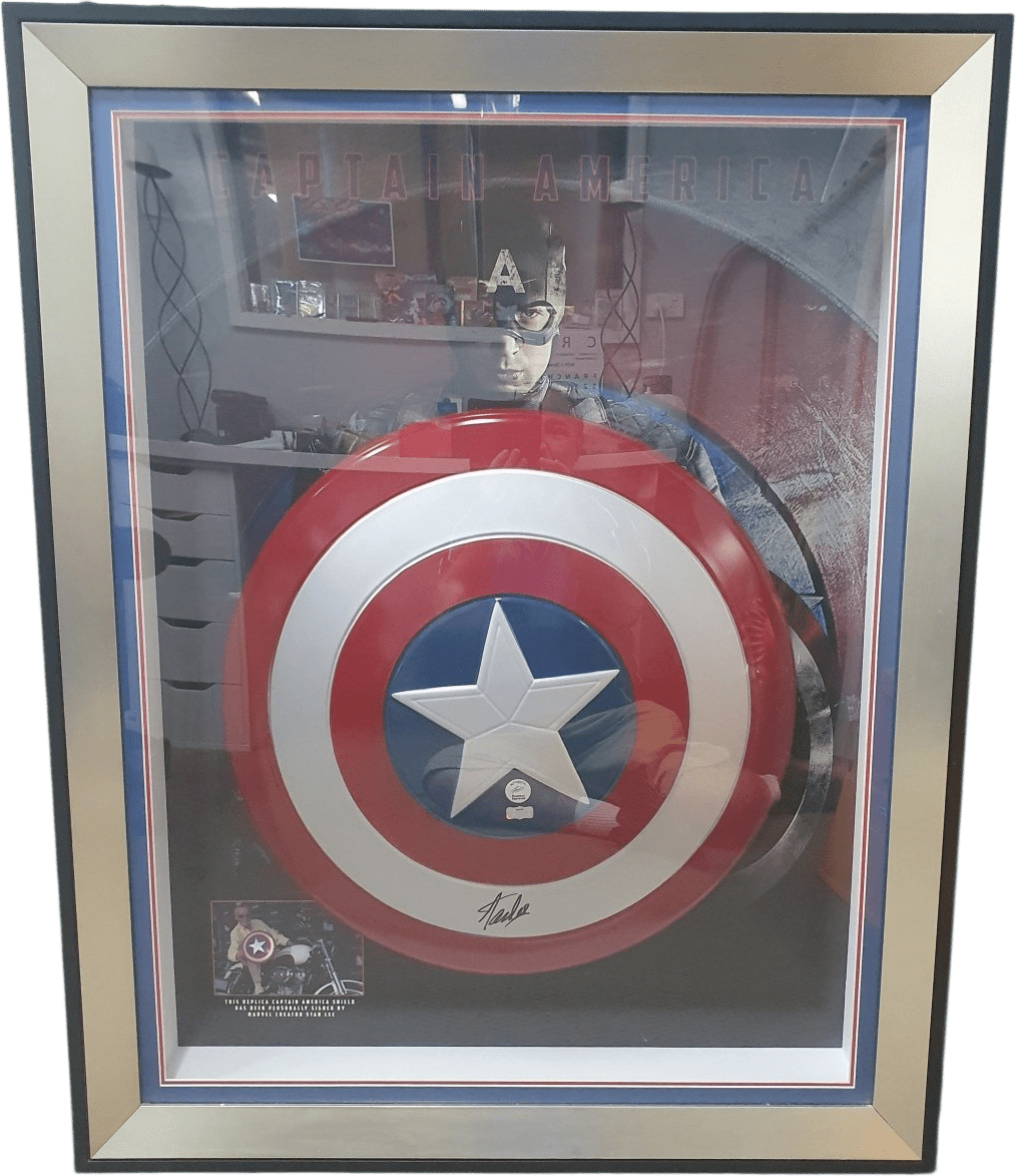 CAPTAIN AMERICA SHIELD - HAND SIGNED BY STAN LEE / WITH COA RS067928 - Mega Cash Sydney