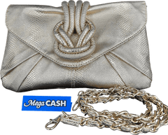 Collette gold alligator patterned clutch with cross body strap - Mega Cash Sydney