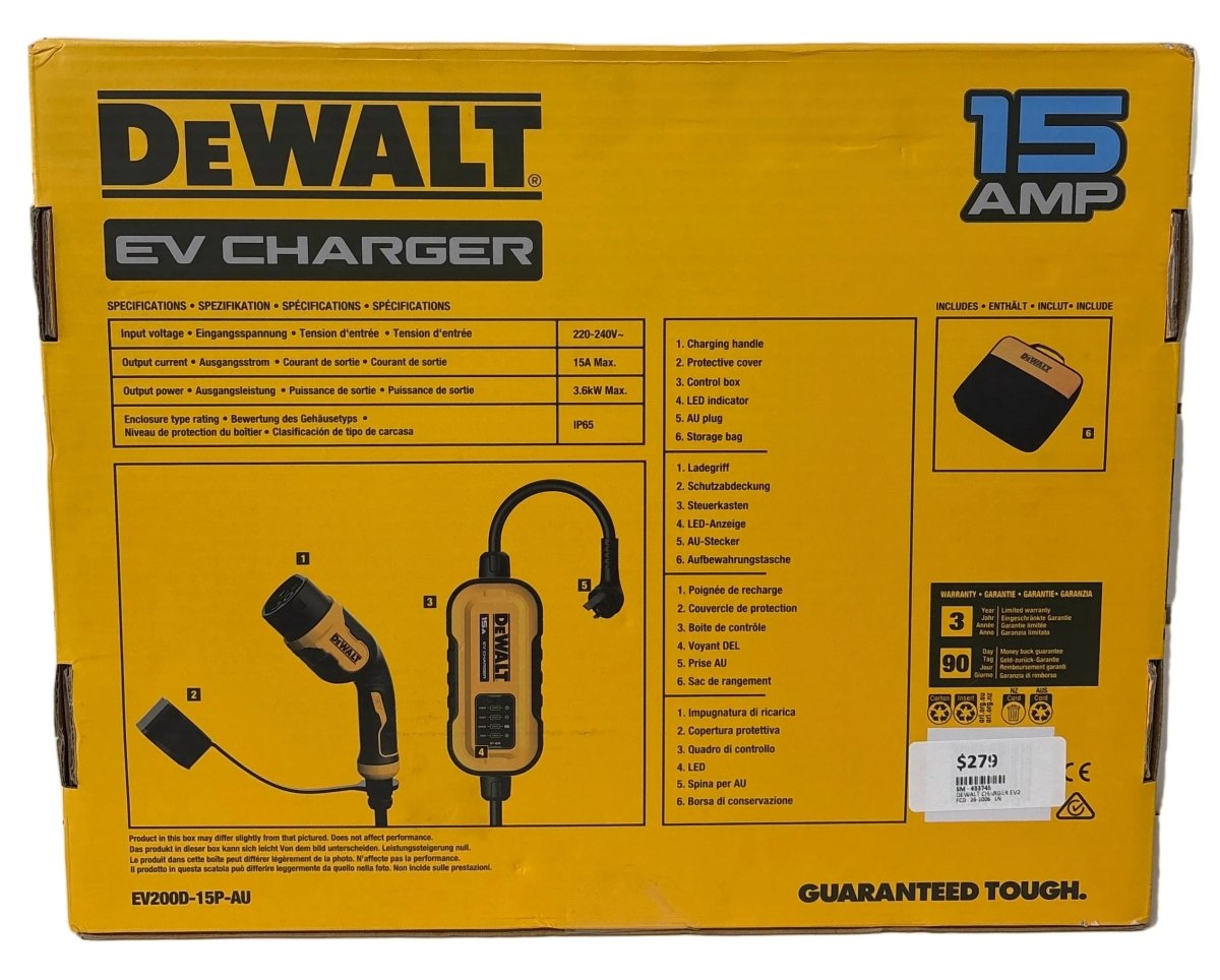 DeWalt EV Charger - 15AMP - Mega Cash Sydney