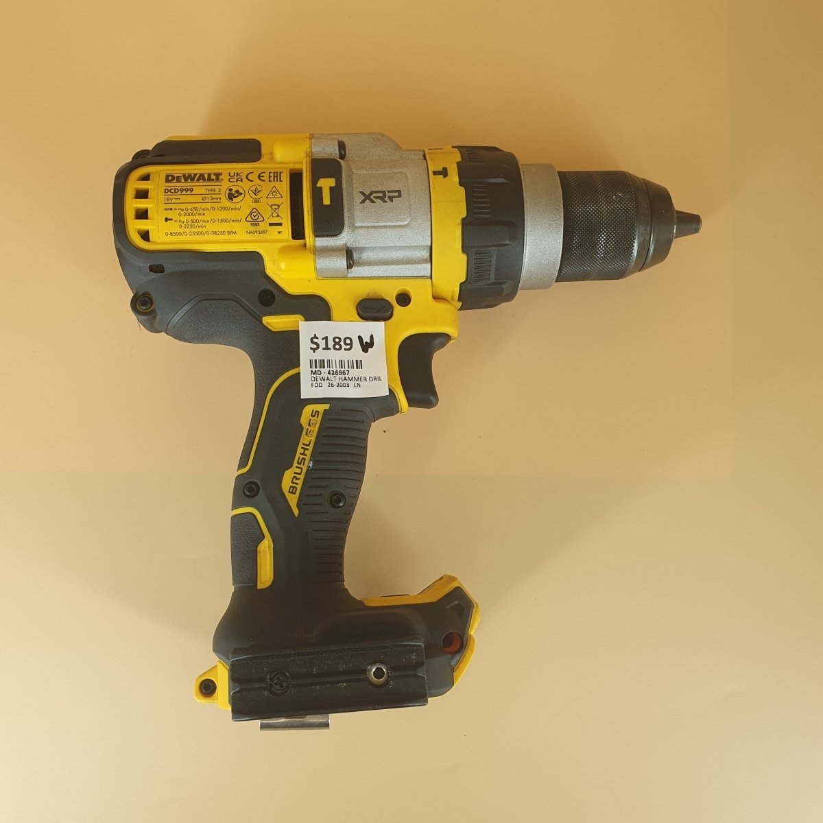 DeWalt Hammer Drill 18v XR Brushless - Skin Only - DCD999 - Mega Cash Sydney