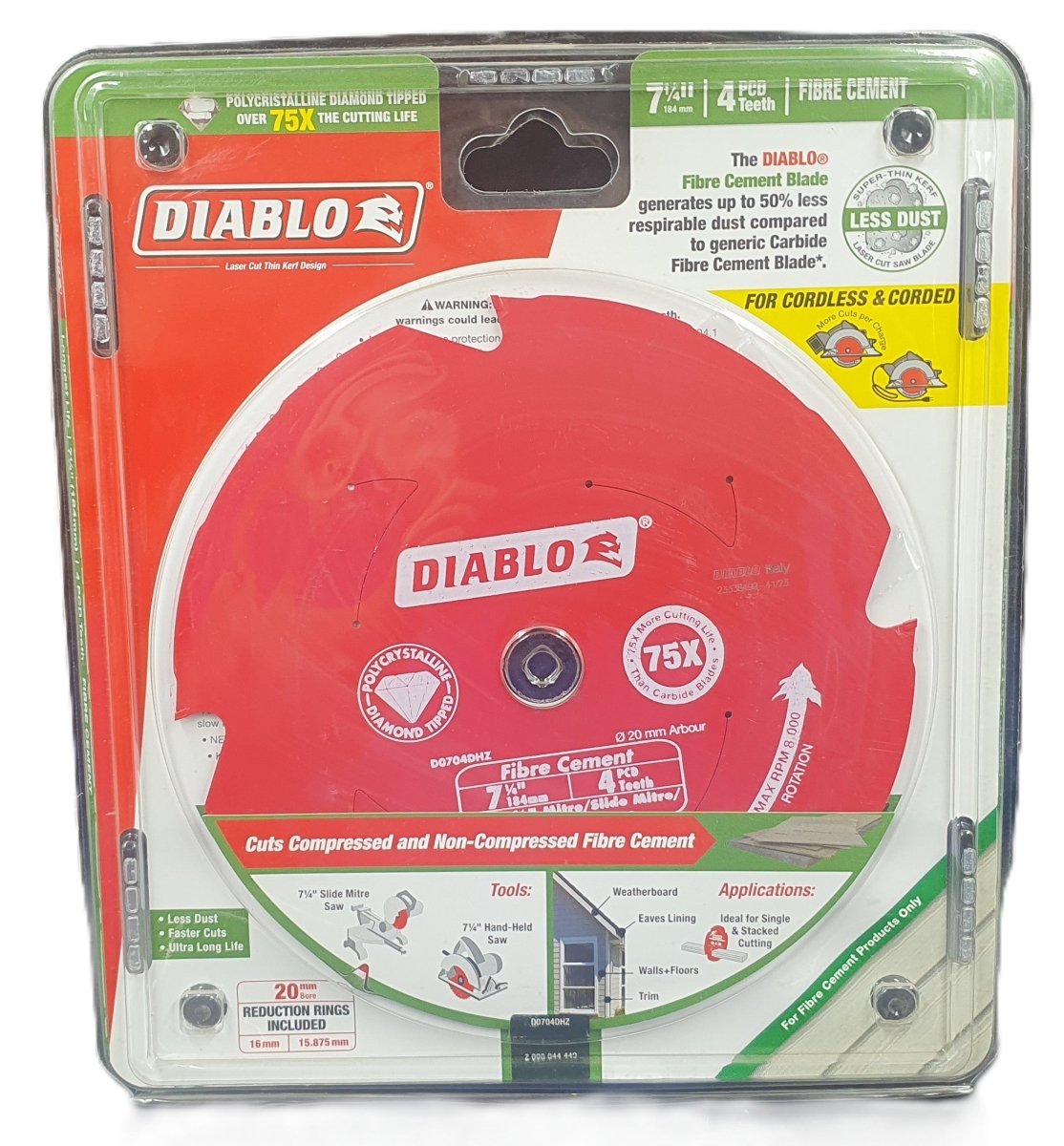 DIABLO 184mm 4T Fibre Cement Saw Blade - Mega Cash Sydney