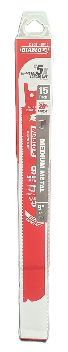 Diablo - 9" Steel Demon Bi-Metal Reciprocating Saw Blades For Medium Metal - 15 Pack - Mega Cash Sydney