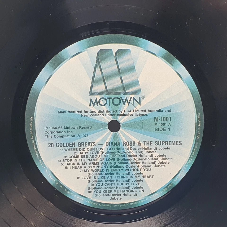 Diana Ross & The Supremes - "20 Golden Greats" - LP RECORD - M 1001 - Mega Cash Sydney