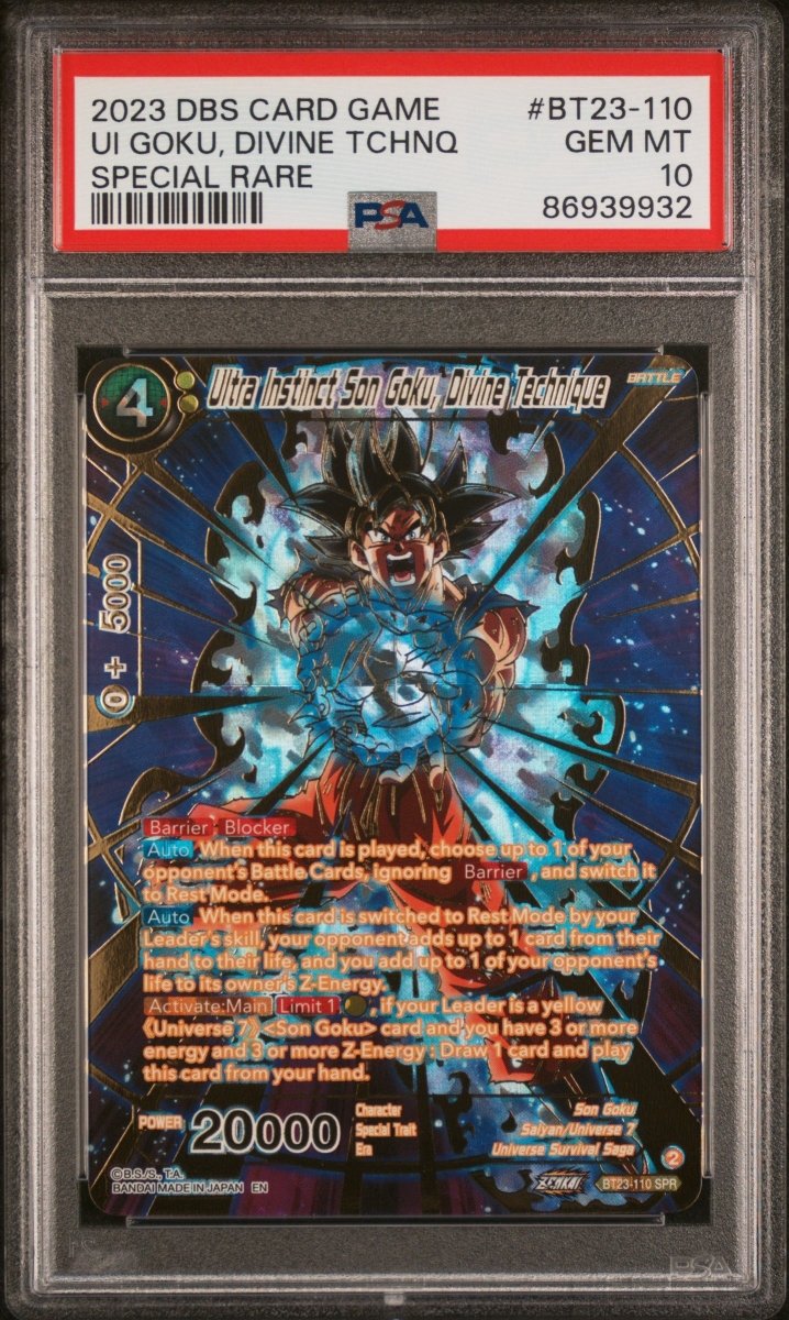 Dragon Ball Super - Ultra Instinct Son Goku, Divine Technique BT23 - 110 SPR PSA 10 - Mega Cash Sydney