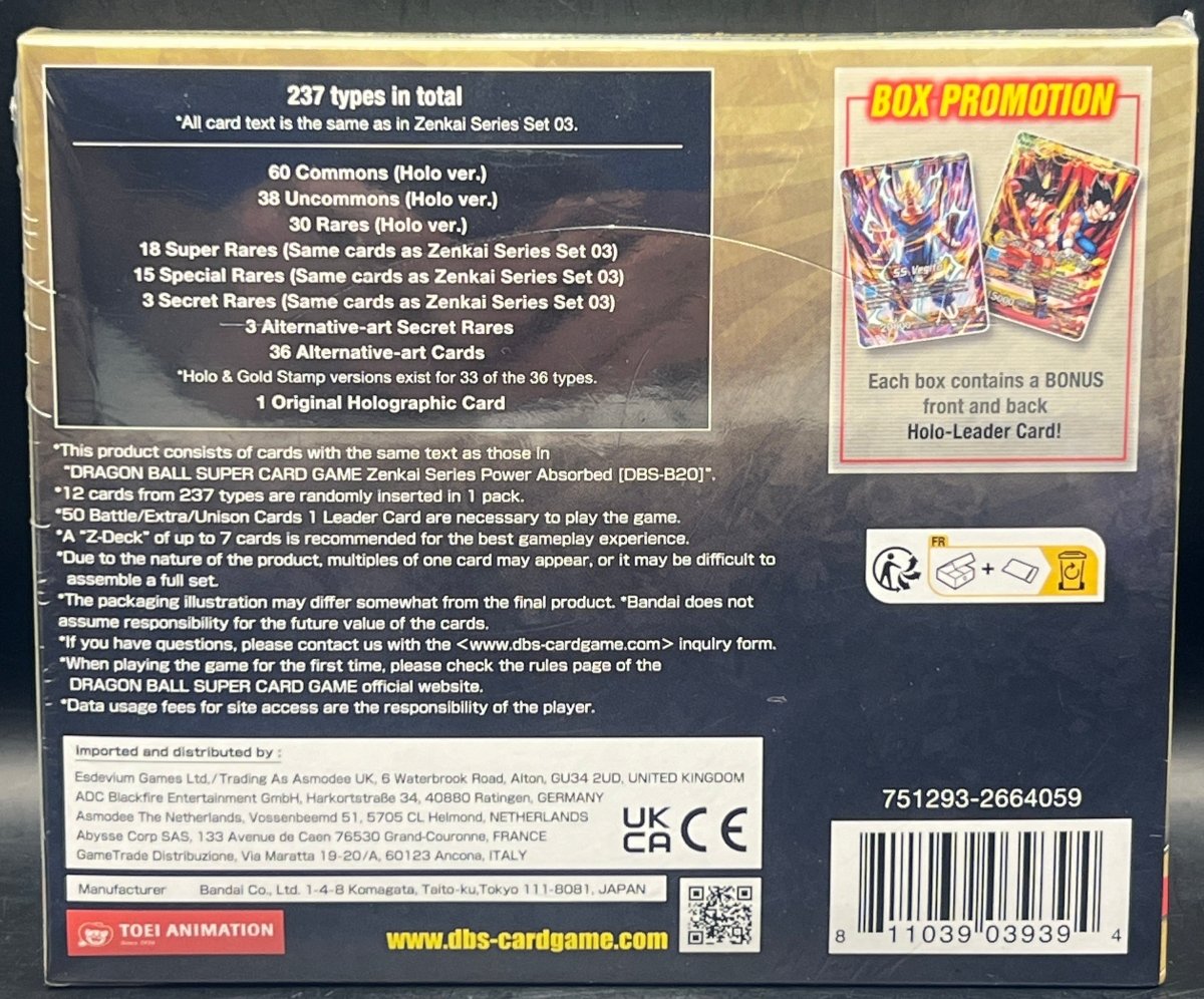 Dragonball Z - Power Absorbed Collector’s Booster Box B20-C - Mega Cash Sydney