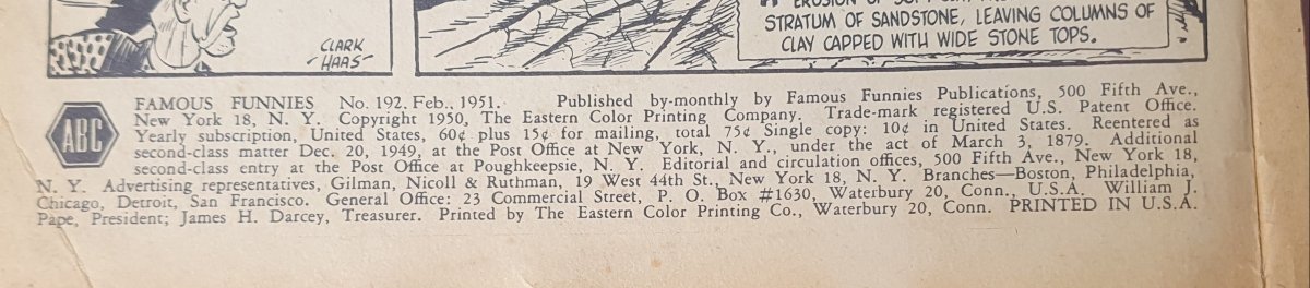 FAMOUS FUNNIES - No192 1951 - Eastern Color Printing Co. - Mega Cash Sydney