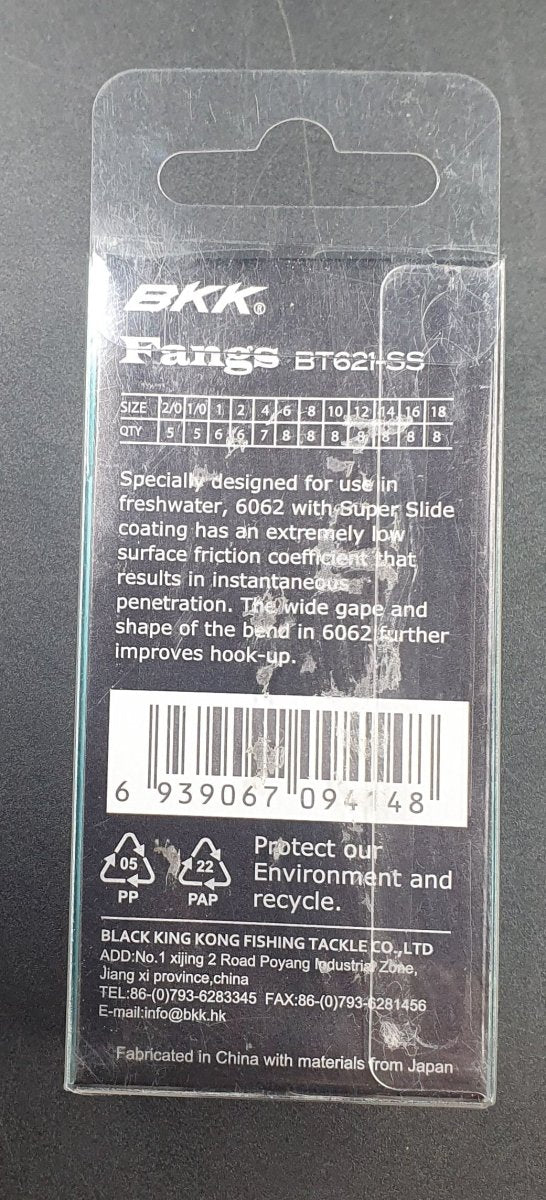 Fangs - BT621 - SS Treble Type Tournament Grade - Size 12 Qty 8 - Fishing hooks - Mega Cash Sydney