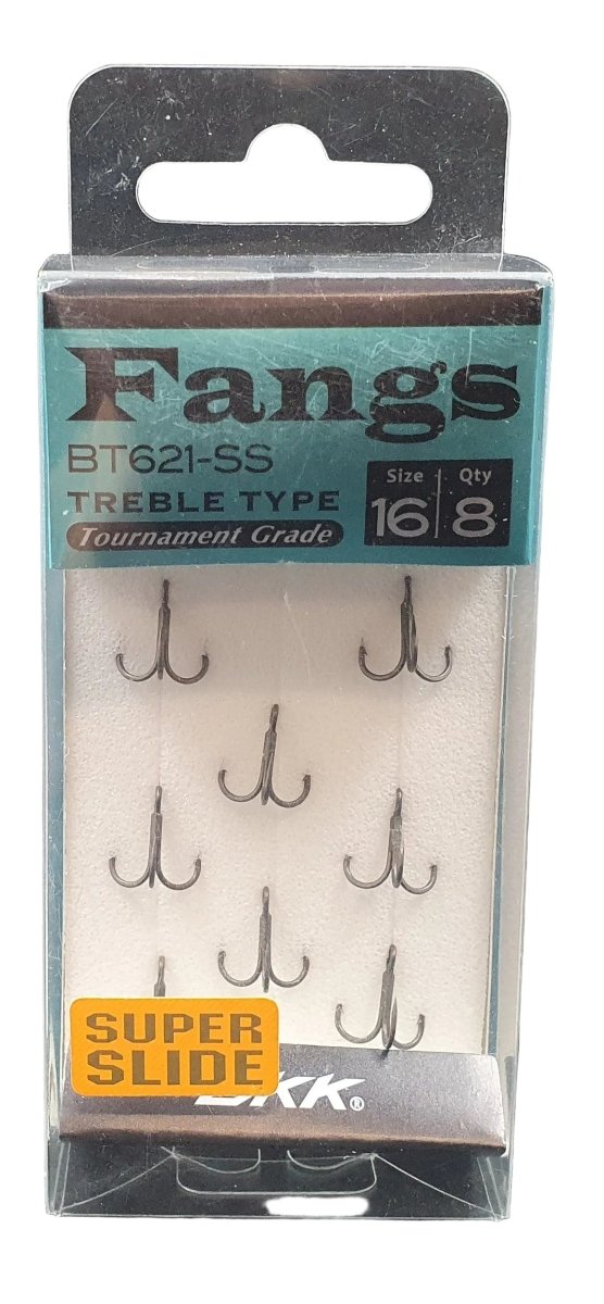 Fangs - BT621 - SS Treble Type Tournament Grade - Size 16 Qty 8 - Fishing hooks - Mega Cash Sydney