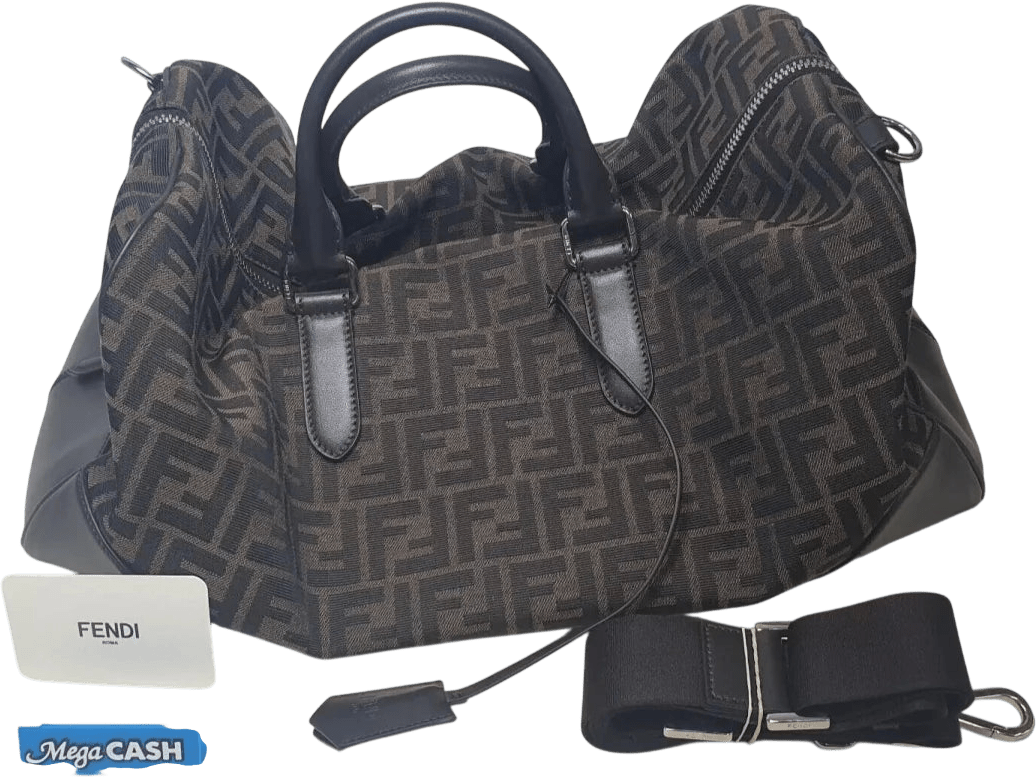 FENDI - Medium Duffle - FF Jacquard Fabric Large Bag - 7VA496AG0MF19KW - Brown - Mega Cash Sydney