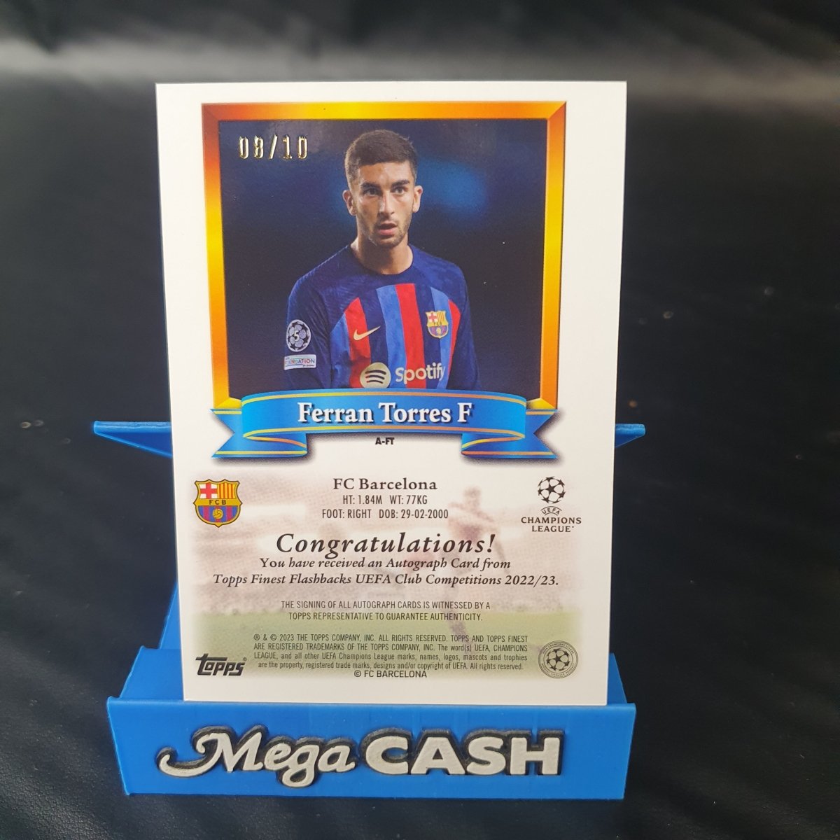 Ferran Torres F - Topps - FC Barcelona - 8/10 - Certified Autograph Issue - 2022/23 - Mega Cash Sydney