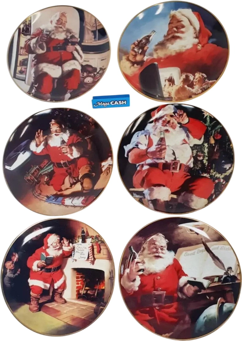 Fine Porcelain Collector - 6 x Franklin Mint Vintage Christmas plates Coca - Cola - Mega Cash Sydney