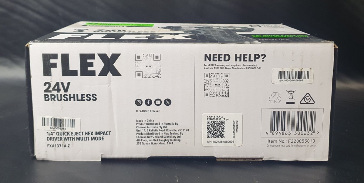 FLEX - 24V Brushless 1/4Inch Multi - Mode Eject Hex Impact Driver Skin - FXA1371A - Z - Mega Cash Sydney