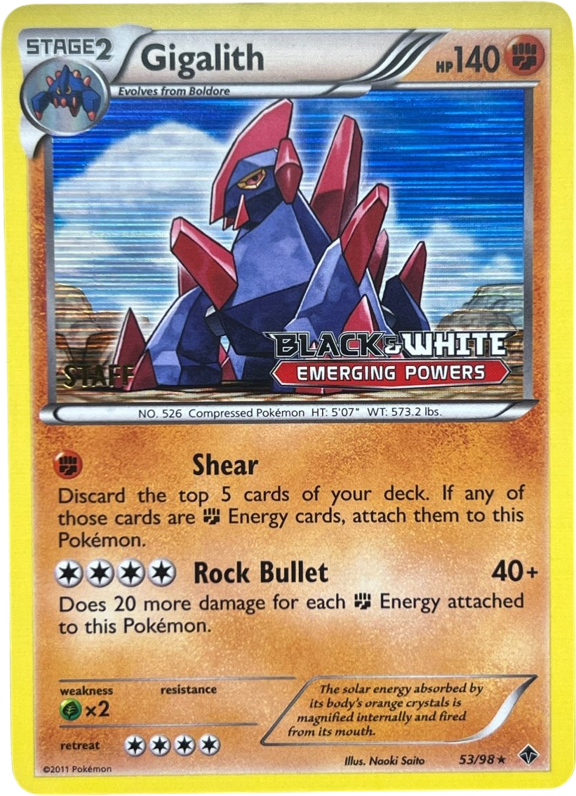 Gigalith 53/98 Staff Promo Black & White Emerging Powers - Mega Cash Sydney