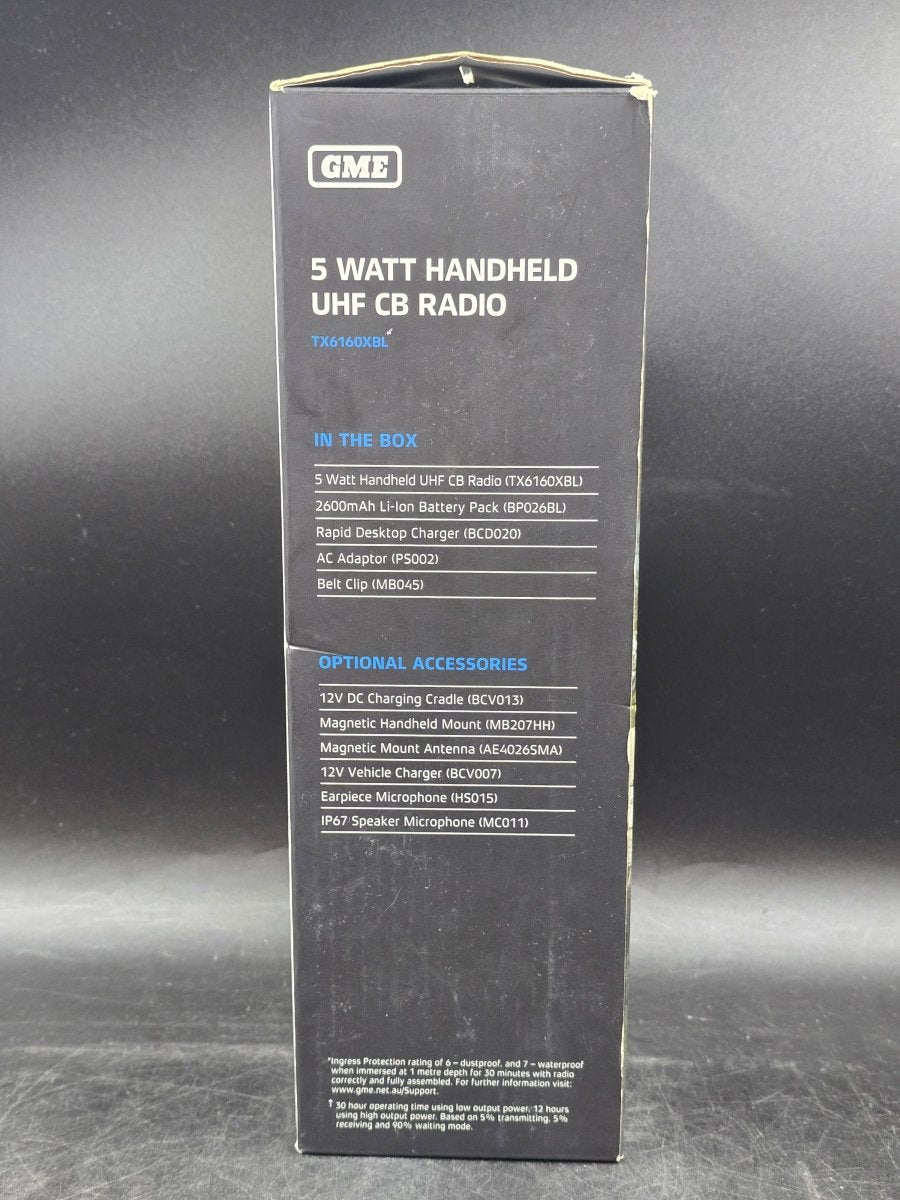 GME - 5/1 Watt IP67 UHF CB Handheld Radio - TX6160XBL - Mega Cash Sydney