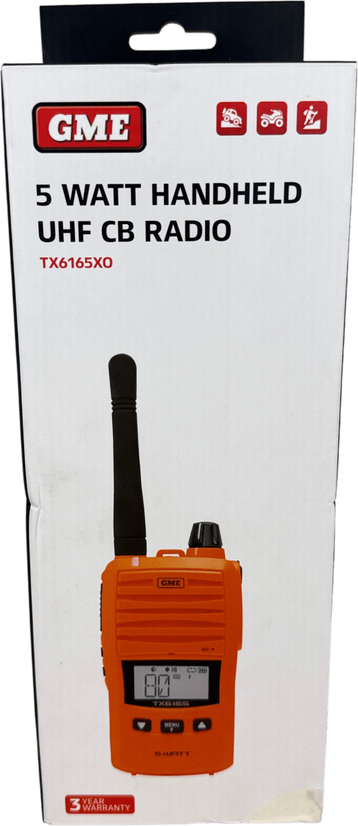 GME - TX6165XO 5/1 Watt IP67 UHF CB Handheld Radio - Blaze Orange - Mega Cash Sydney