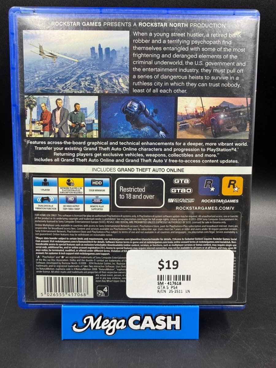 Grand Theft Auto V (GTA Five) - PlayStation 4/PS4 Game - Mega Cash Sydney