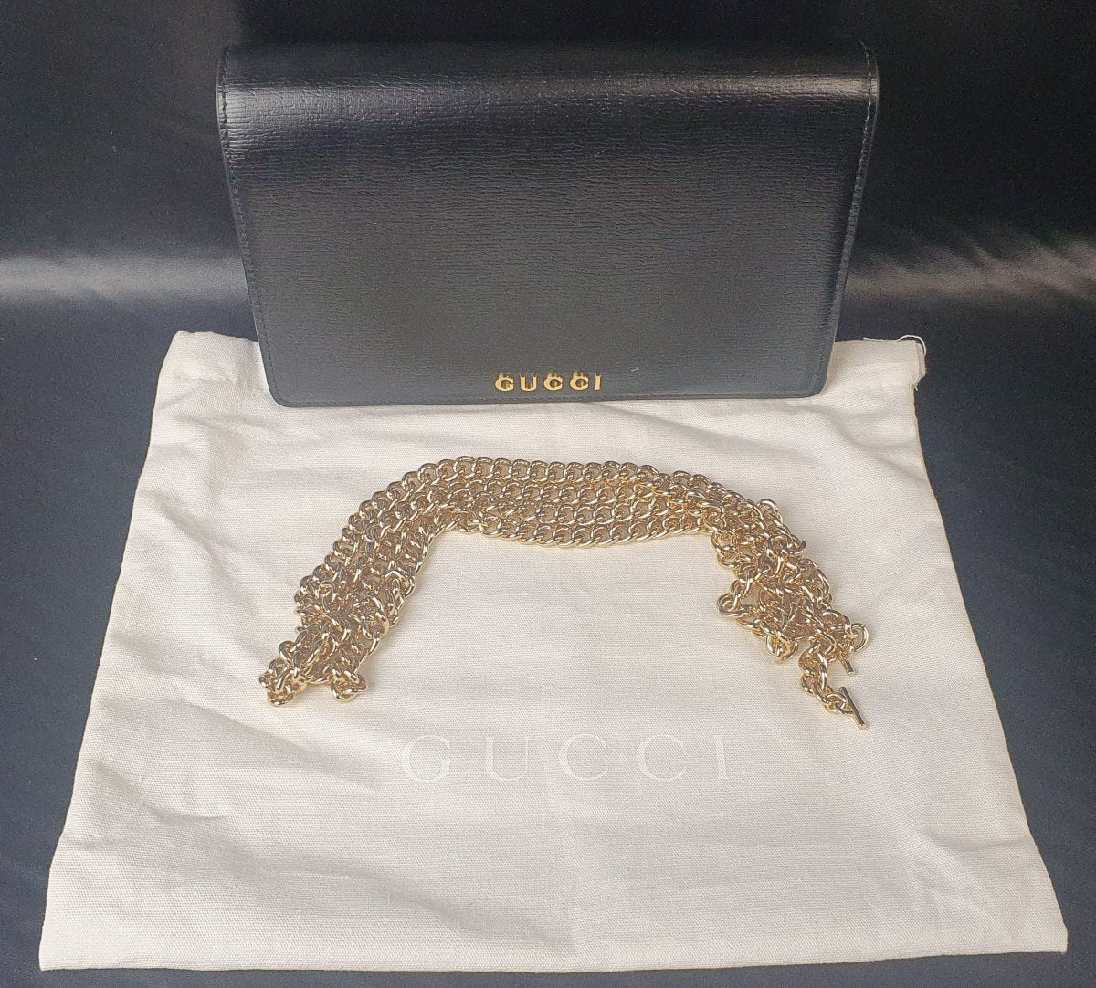 Gucci - GG Script Black Wallet & Chain (661S) - Mega Cash Sydney