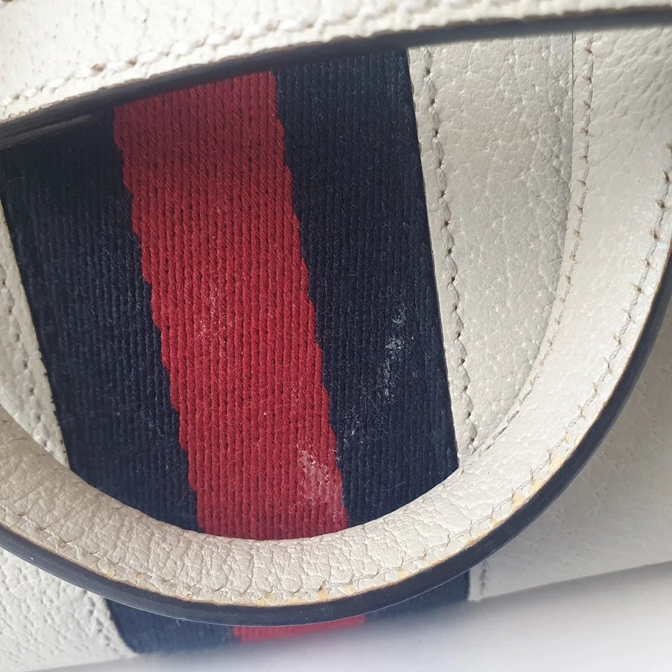Gucci White Leather Small Ophidia Web Top Handle Tote - Mega Cash Sydney