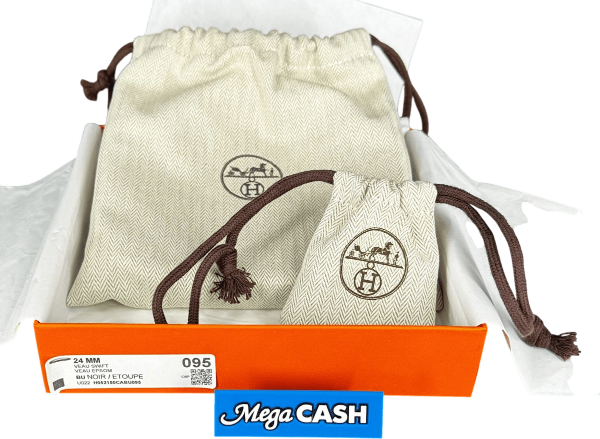 Hermes Mini 5382 Belt Buckle Reversible Double - sided Leather Strap 24mm - Mega Cash Sydney