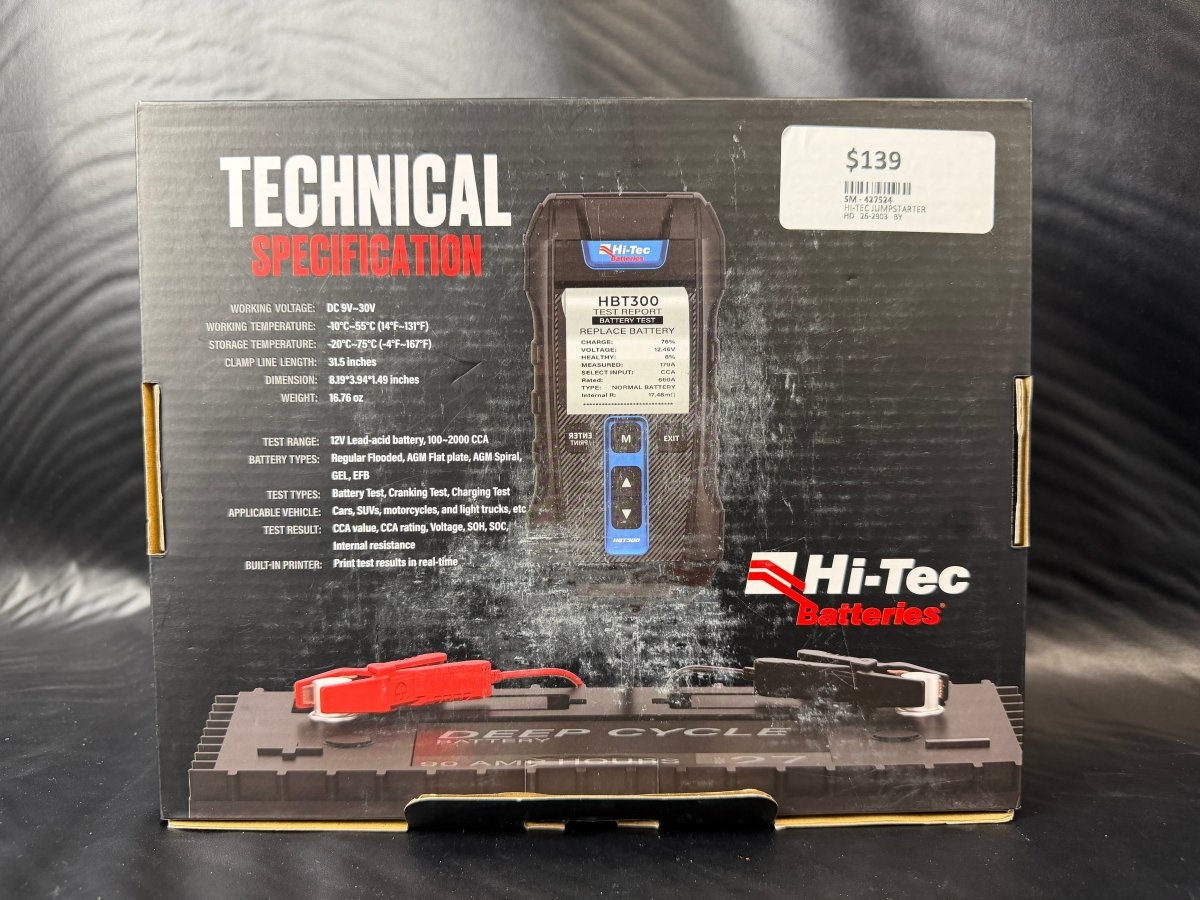 HI - TEC Battery Tester HBT300 with Case and x2 Paper Rolls - Mega Cash Sydney