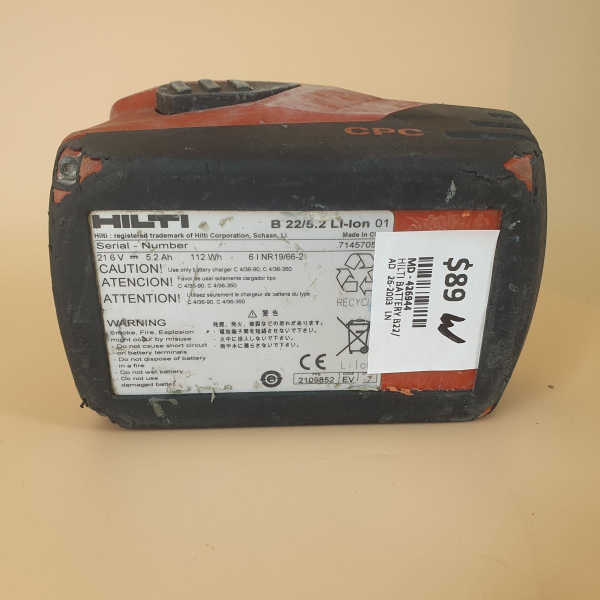 HILTI - B22/ 5.2 22v 5.2Ah - Li - ion Tool Battery - Mega Cash Sydney