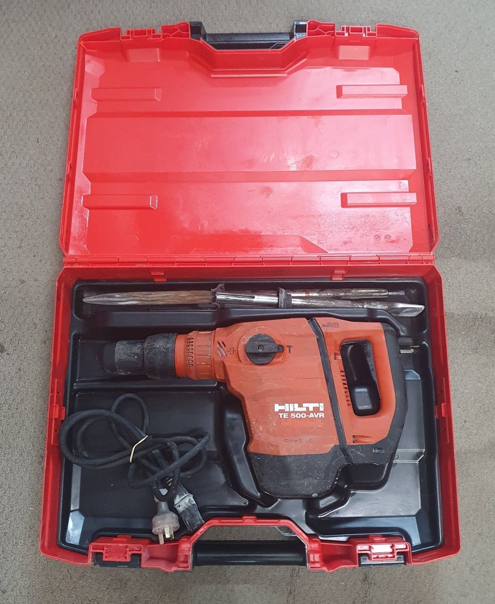 HILTI - DEMOLITION HAMMER - TE 500 - AVR with CHISELS AND POWER LEAD - Mega Cash Sydney