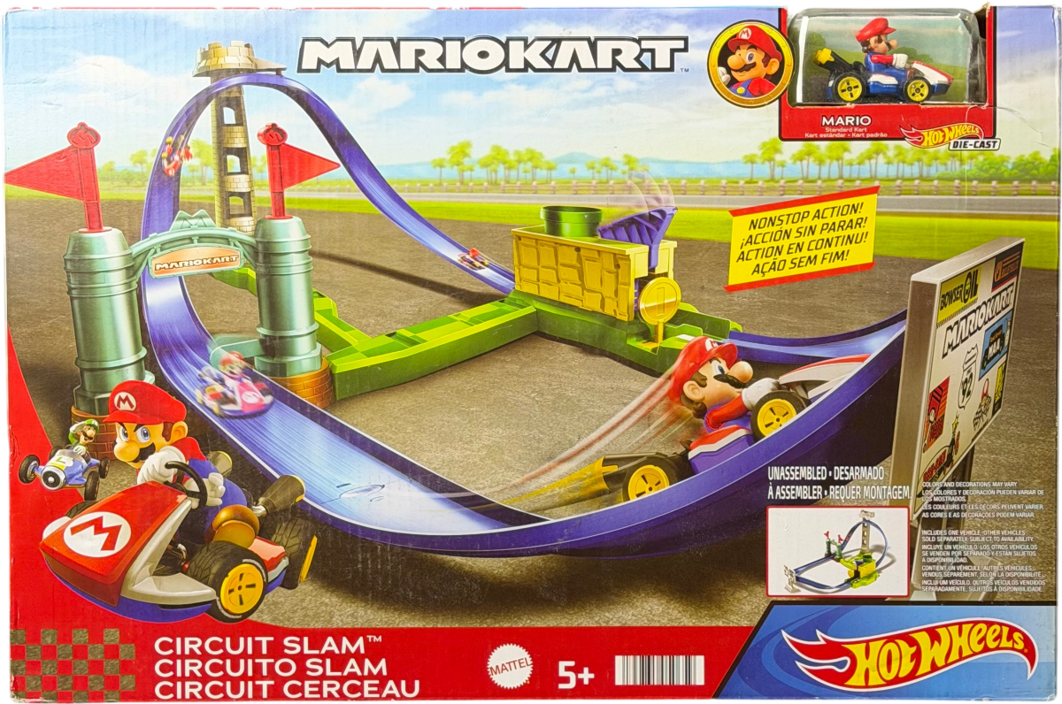 Hot Wheels Mario Kart Circuit Slam Track Set with Mario Kart Vehicle HGK59 - Mega Cash Sydney