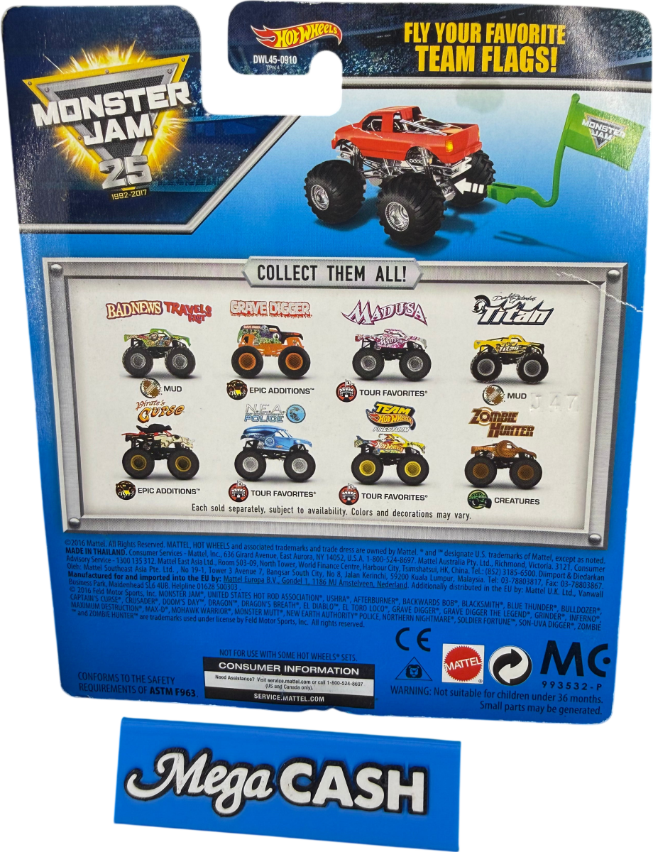 Hot Wheels Monster Jam - Bad News Travels Fast - Mud 1/7 - Mega Cash Sydney